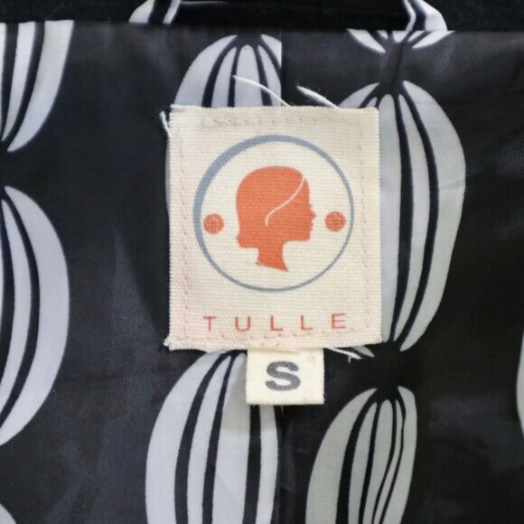 Anthropologie Tulle Size S Double Breasted Pea Coat Jacket Black Wool Blend - Picture 9 of 10